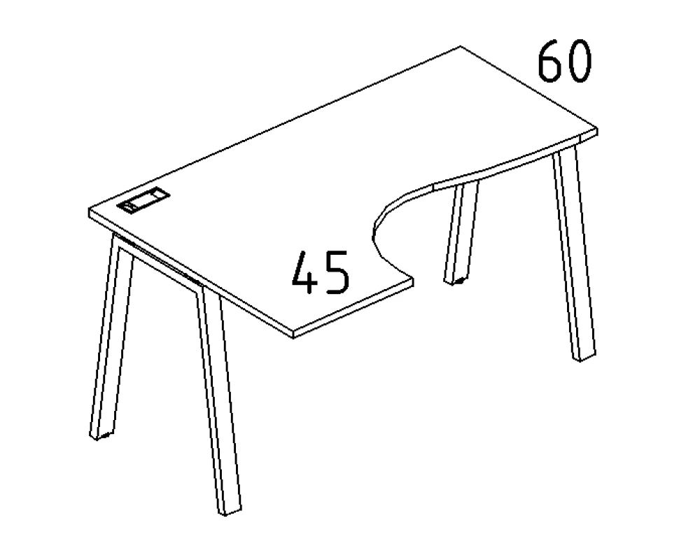 Стол эргономичный левый "Классика" на мет. каркасе TRE 160x90x75 A4.PRO