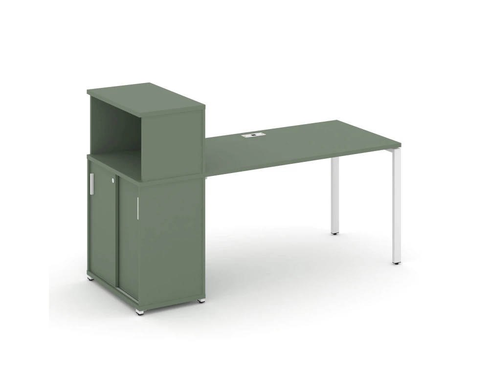 Стол рабочий с опорным шкафом-купе с надставкой низ. CN.SP-240 W 2000x720x1140 Концепт / Concept