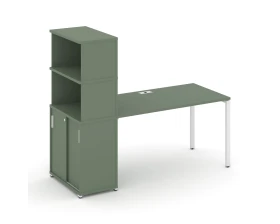 Стол рабочий с опорным шкафом-купе с надставкой выс. CN.SP-241 W 1400x720x1530 Концепт / Concept images