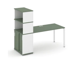 Стол рабочий с опорным шкафом-купе с надставкой выс. CN.SP-241 W 1400x720x1530 Концепт / Concept images