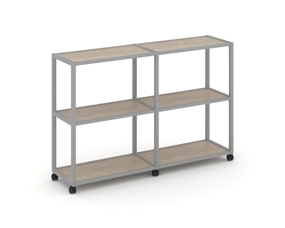 Стеллаж 3 уровня 2 секции VR.LT-STK-311.06 1170x400x1046 Шелф Мобайл / Shelf Mobile