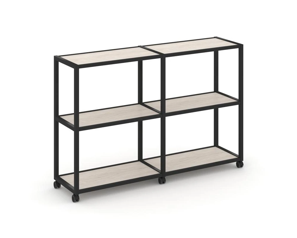 Стеллаж 3 уровня 2 секции VR.LT-STK-311.08 1570x400x1046 Шелф Мобайл / Shelf Mobile