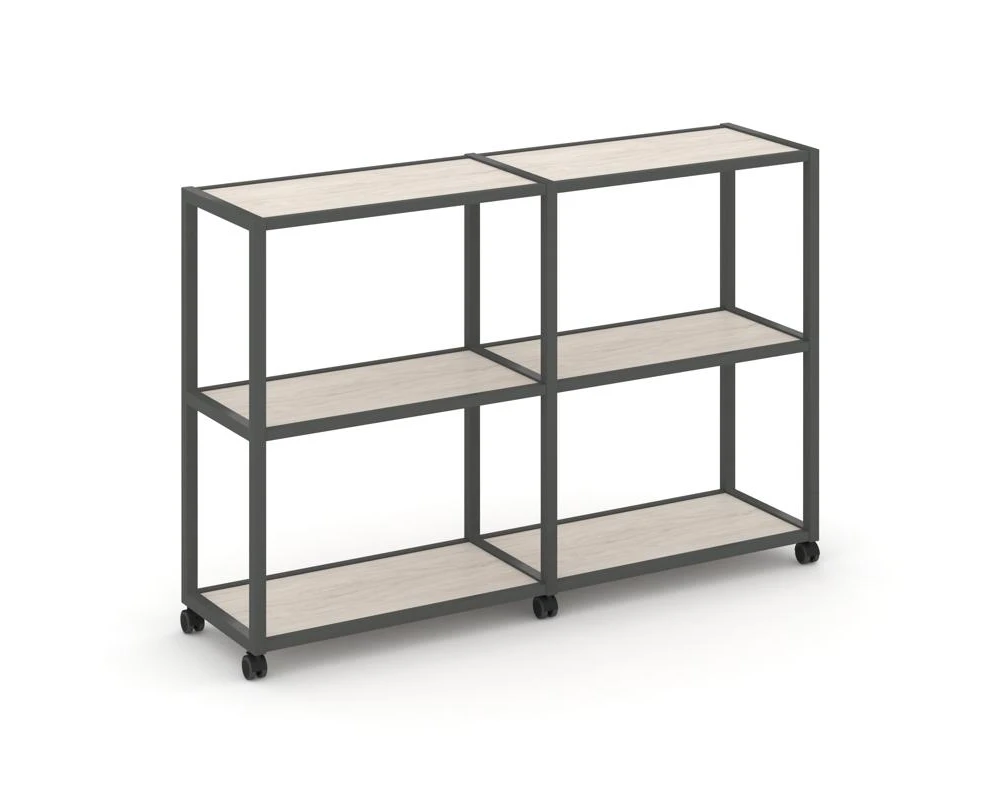 Стеллаж 3 уровня 2 секции VR.LT-STK-311.08 1570x400x1046 Шелф Мобайл / Shelf Mobile