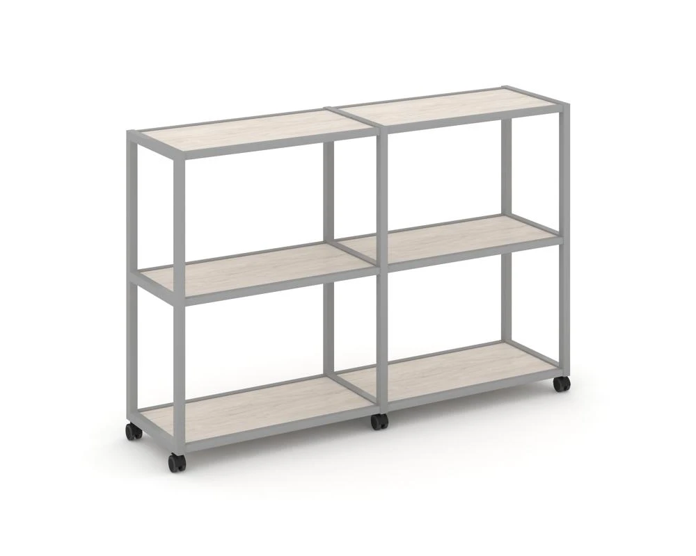 Стеллаж 3 уровня 2 секции VR.LT-STK-311.08 1570x400x1046 Шелф Мобайл / Shelf Mobile