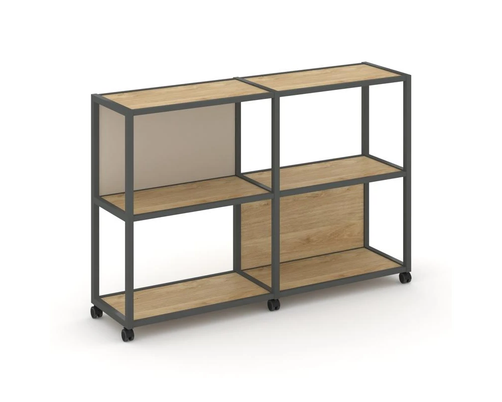 Стеллаж 3 уровня 2 секции VR.LT-STK-312.06 1170x400x1046 Шелф Мобайл / Shelf Mobile