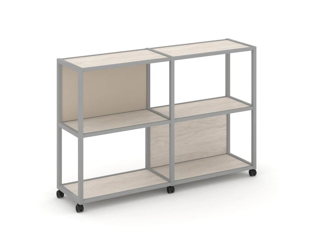 Стеллаж 3 уровня 2 секции VR.LT-STK-312.08 1570x400x1046 Шелф Мобайл / Shelf Mobile