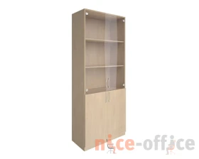 Шкаф высокий широкий 2 низкие двери ЛДСП 2 средние двери стекло Нова С / Nova S images