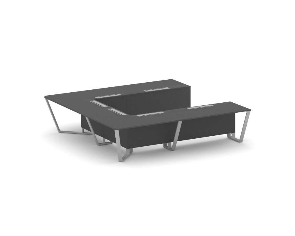 Стол переговорный П-образный ЛДСП/краш. металл 3200x3200x750 Стил Мит / Steel Meet
