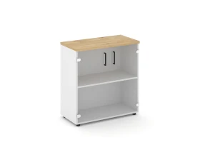 Шкаф низкий широкий прозр. стекло 796x400x833 зад. стенка HDF Стайл Проджект / Style Project images