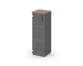 Шкаф средний узкий левый прозр. стекло 400x400x1203 зад. стенка HDF Стайл Проджект / Style Project images