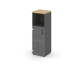 Шкаф средний узкий левый прозр. стекло с нишей 400x400x1203 зад. стенка HDF Стайл Проджект / Style Project images
