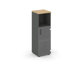 Шкаф средний узкий правый прозр. стекло с нишей 400x400x1203 Стайл Проджект / Style Project images