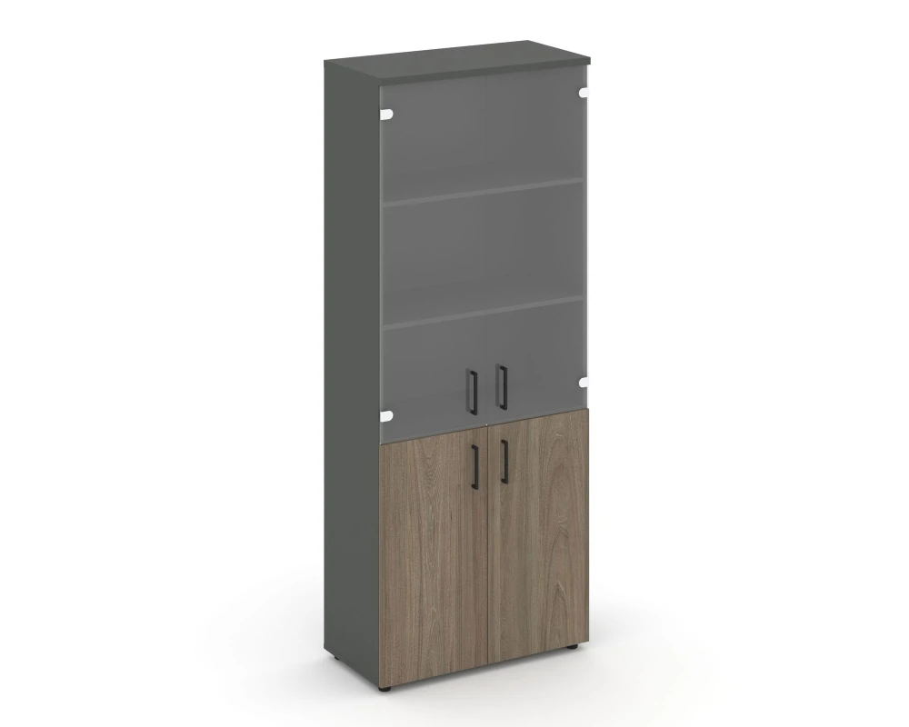 Шкаф высокий широкий комби прозр. стекло 796x400x1982 Стайл Проджект / Style Project