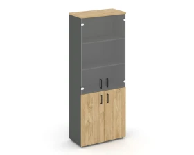 Шкаф высокий широкий комби прозр. стекло 796x400x1982 Стайл Проджект / Style Project images