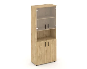 Шкаф высокий широкий комби с нишей прозр. стекло 796x400x1982 зад. стенка HDF Стайл Проджект / Style Project images