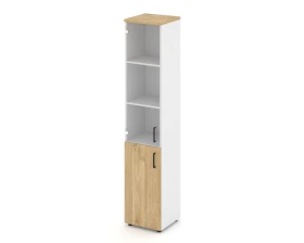Шкаф высокий узкий комби прозр. стекло левый 400x400x1982 зад. стенка HDF Стайл Проджект / Style Project images