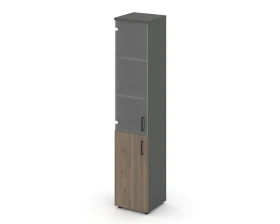 Шкаф высокий узкий комби прозр. стекло левый 400x400x1982 зад. стенка HDF Стайл Проджект / Style Project images