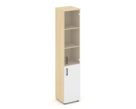 Шкаф высокий узкий комби прозр. стекло правый 400x400x1982 Стайл Проджект / Style Project images