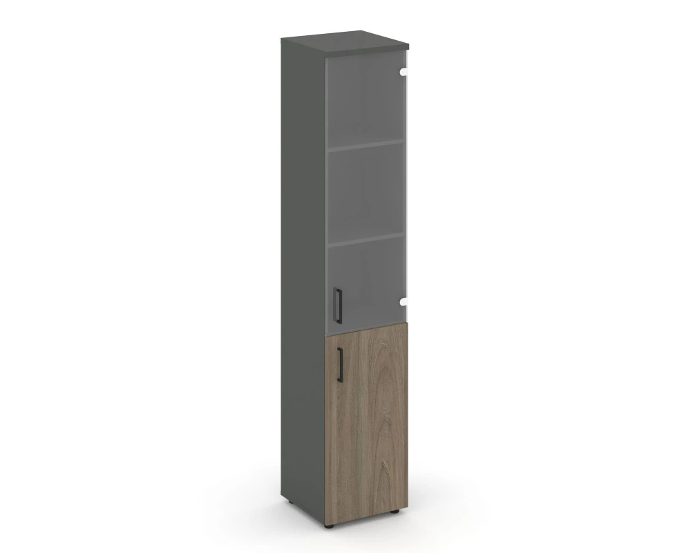 Шкаф высокий узкий комби прозр. стекло правый 400x400x1982 Стайл Проджект / Style Project