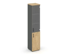 Шкаф высокий узкий комби прозр. стекло правый 400x400x1982 Стайл Проджект / Style Project images