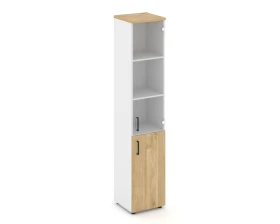 Шкаф высокий узкий комби прозр. стекло правый 400x400x1982 зад. стенка HDF Стайл Проджект / Style Project images