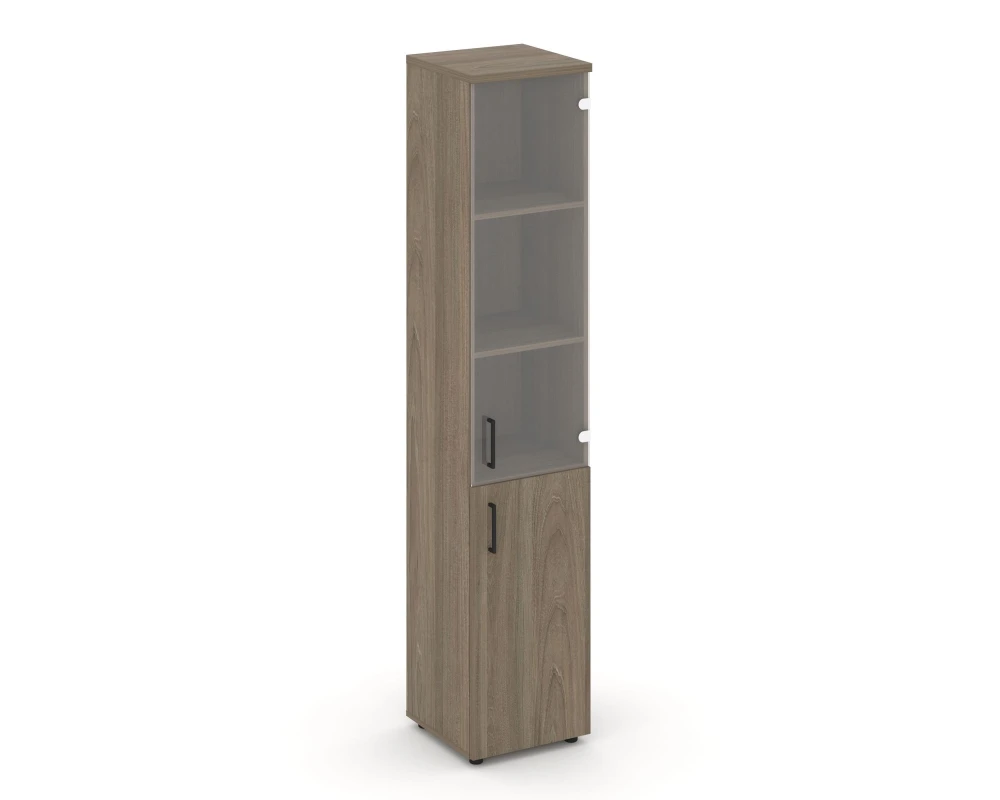 Шкаф высокий узкий комби прозр. стекло правый 400x400x1982 зад. стенка HDF Стайл Проджект / Style Project