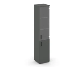 Шкаф высокий узкий комби прозр. стекло правый 400x400x1982 зад. стенка HDF Стайл Проджект / Style Project images