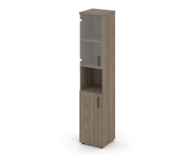Шкаф высокий узкий с нишей прозр. стекло левый 400x400x1982 зад. стенка HDF Стайл Проджект / Style Project images