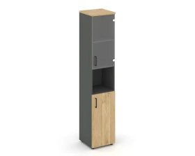 Шкаф высокий узкий с нишей прозр. стекло правый 400x400x1982 Стайл Проджект / Style Project images