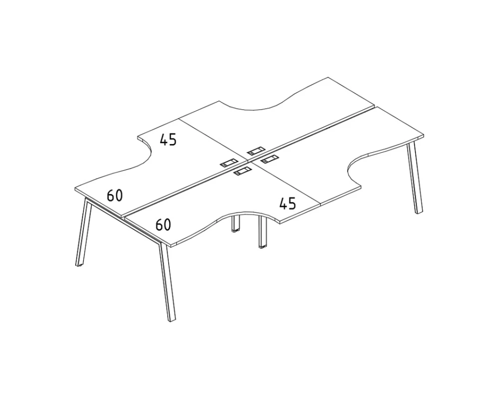 Рабочая станция из столов (4х160) Классика каркас TRE A4.PRO