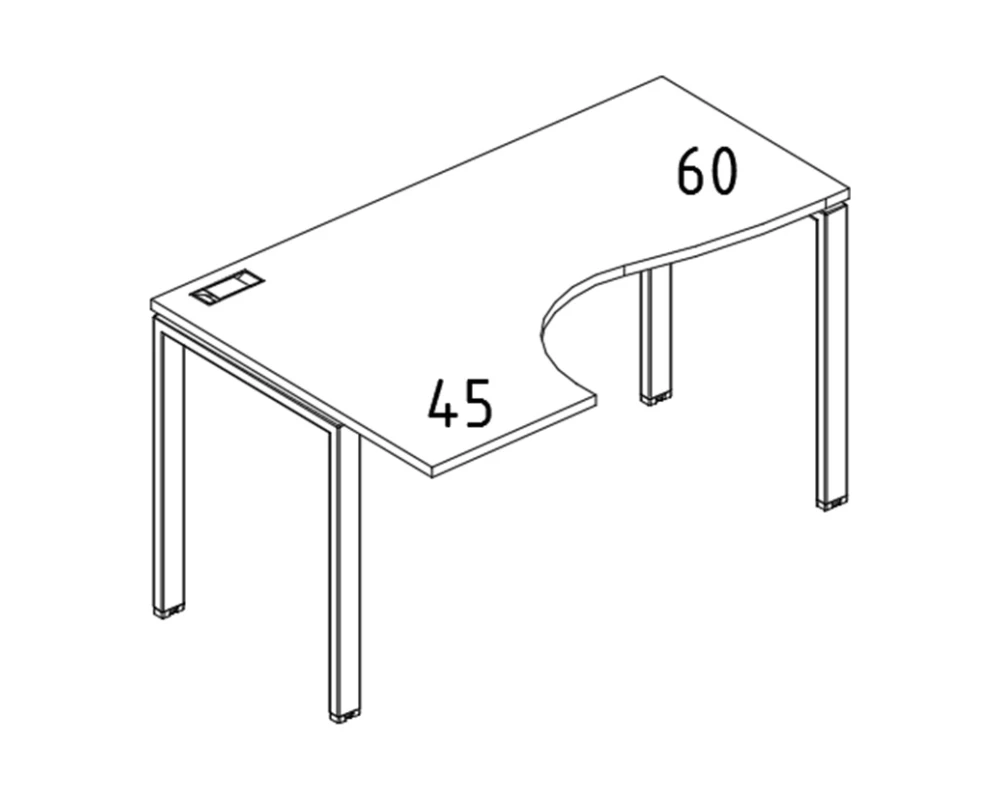 Стол эргономичный левый "Классика" на металлокаркасе UNO 120x90x75 A4.PRO