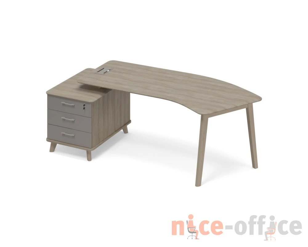 Стол эргономичный на тумбе малой левый (тип 5) WOOD Time Wood
