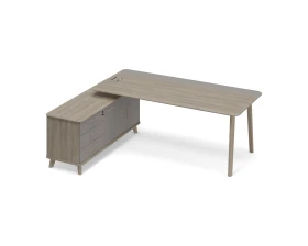 Стол на опорной тумбе комбинированный левый (тип 1) WOOD Time Wood images