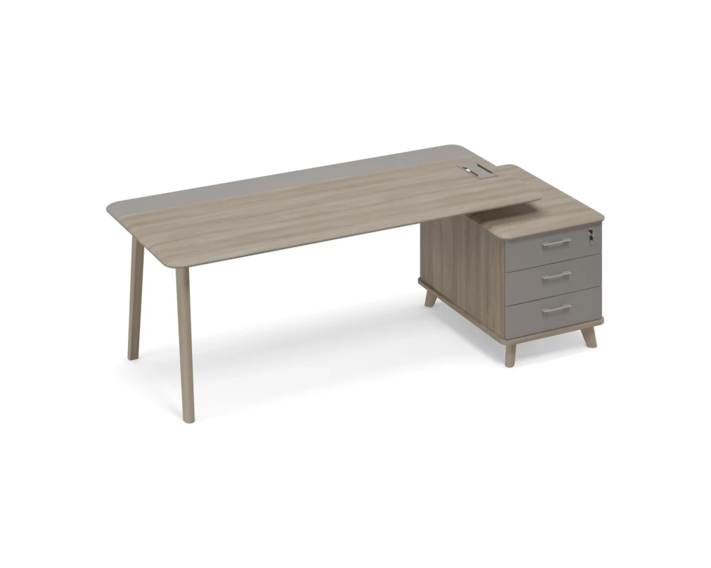 Стол правый комбинированный на тумбе малой (тип 1) WOOD Time Wood